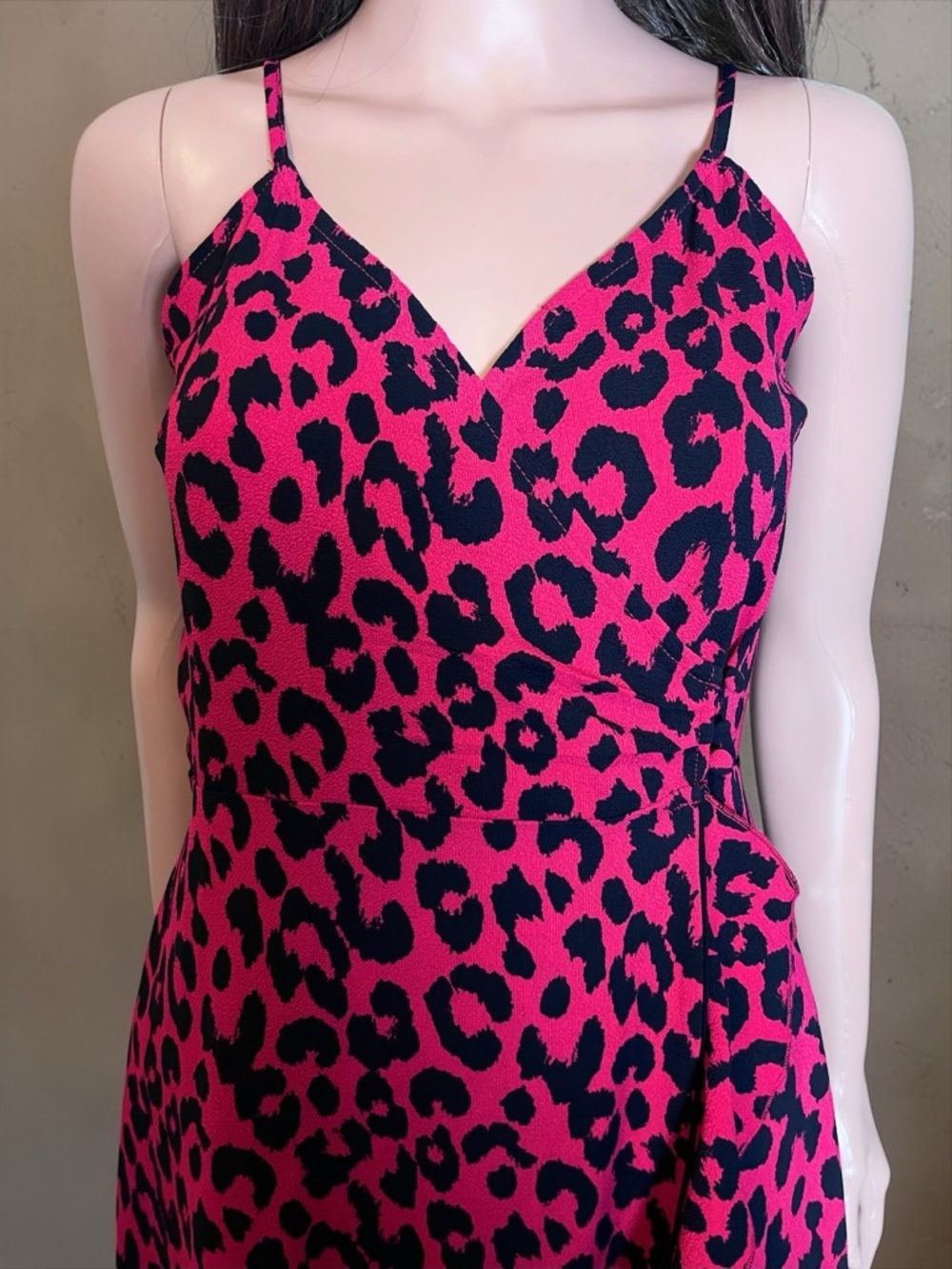 Jennifer Lopez Maxi Dress XS Berry Leopard Ruffle Slip NWT - Picture 2 of 8